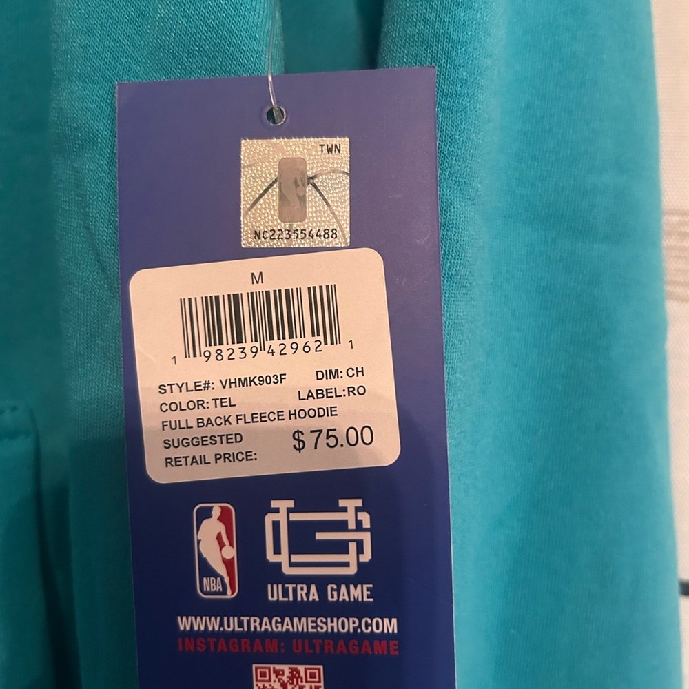 NWT NBA Charlotte Hornets "Queen City" Teal Fleece Hoodie - Picture 9 of 9